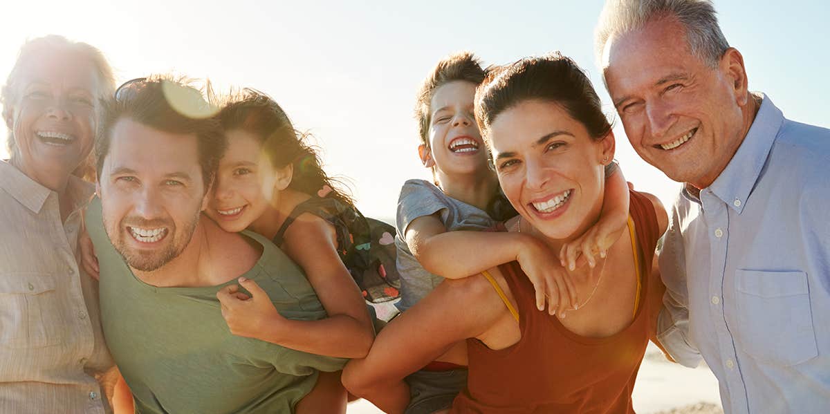 family taking photo together