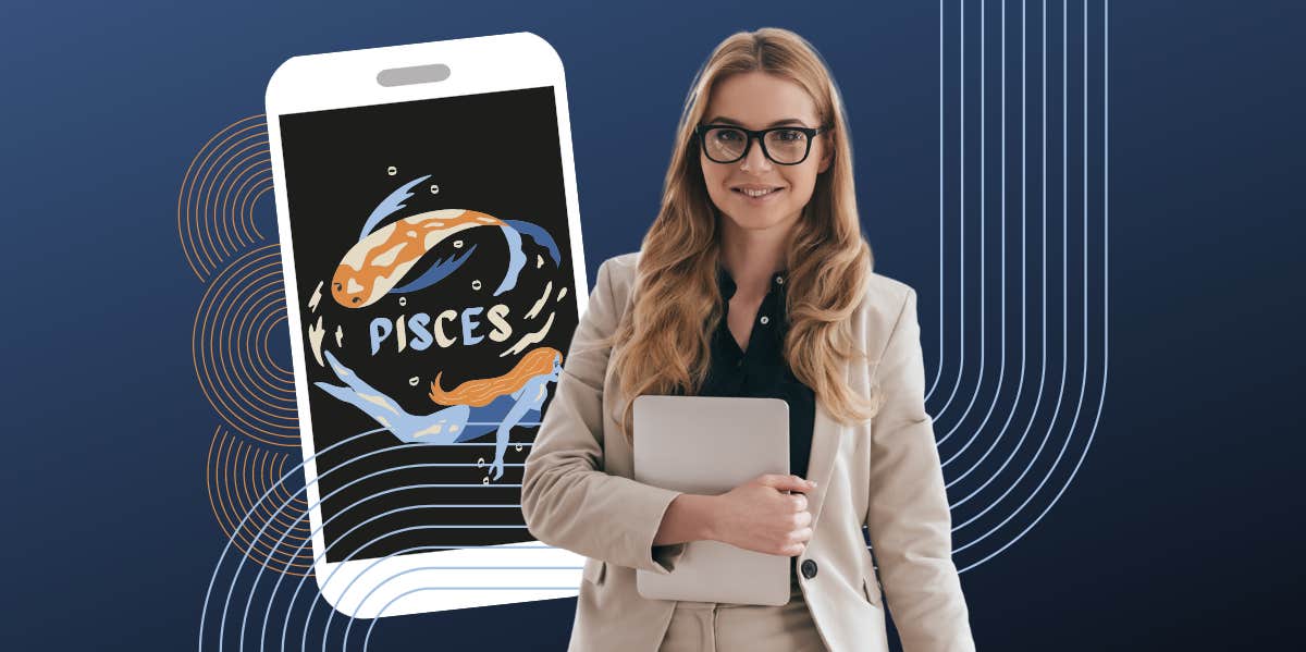 pisces zodiac sign symbol working woman