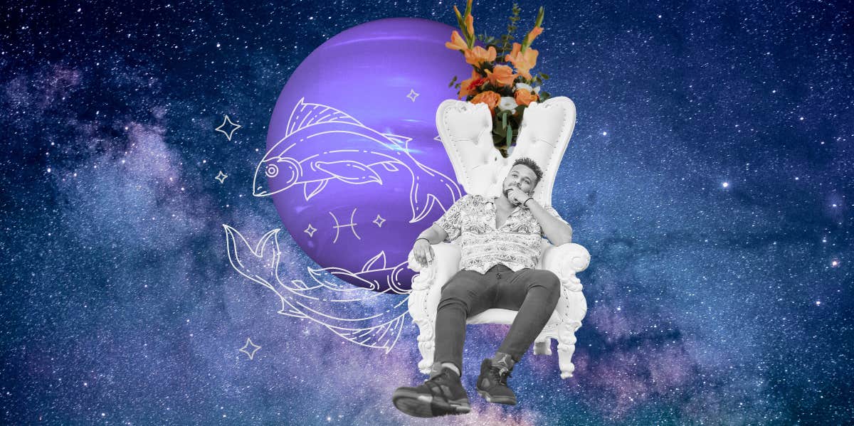 man sitting in a chair, pisces zodiac symbolism