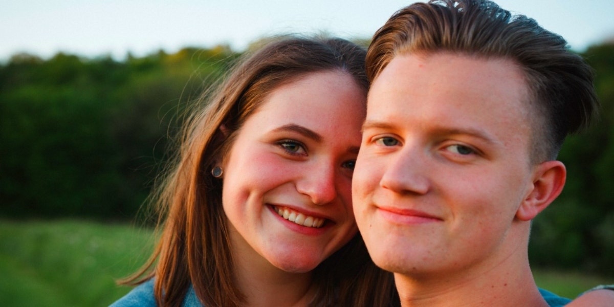 happy couple smiling in love