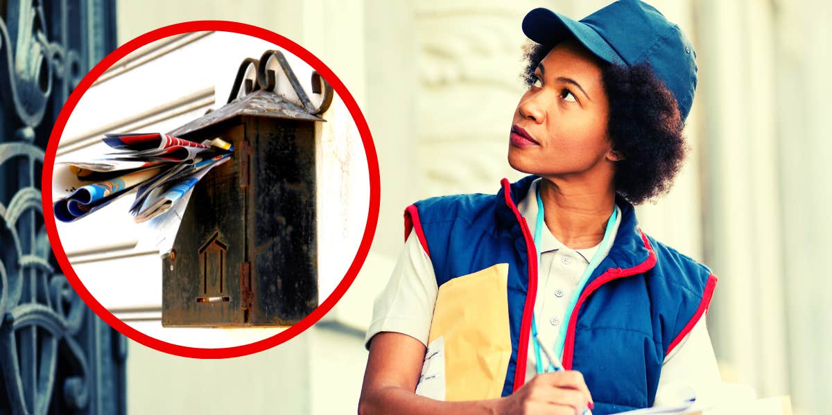 A postal employee notices a buildup of a customer's mail.