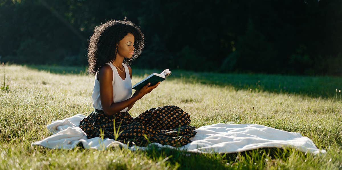 woman reading a book