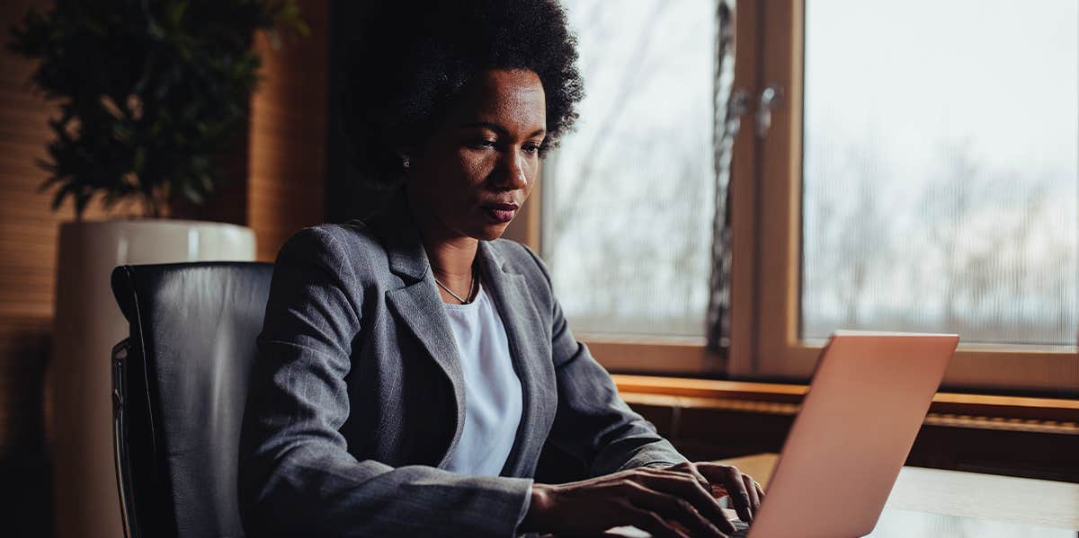 woman working on her laptop