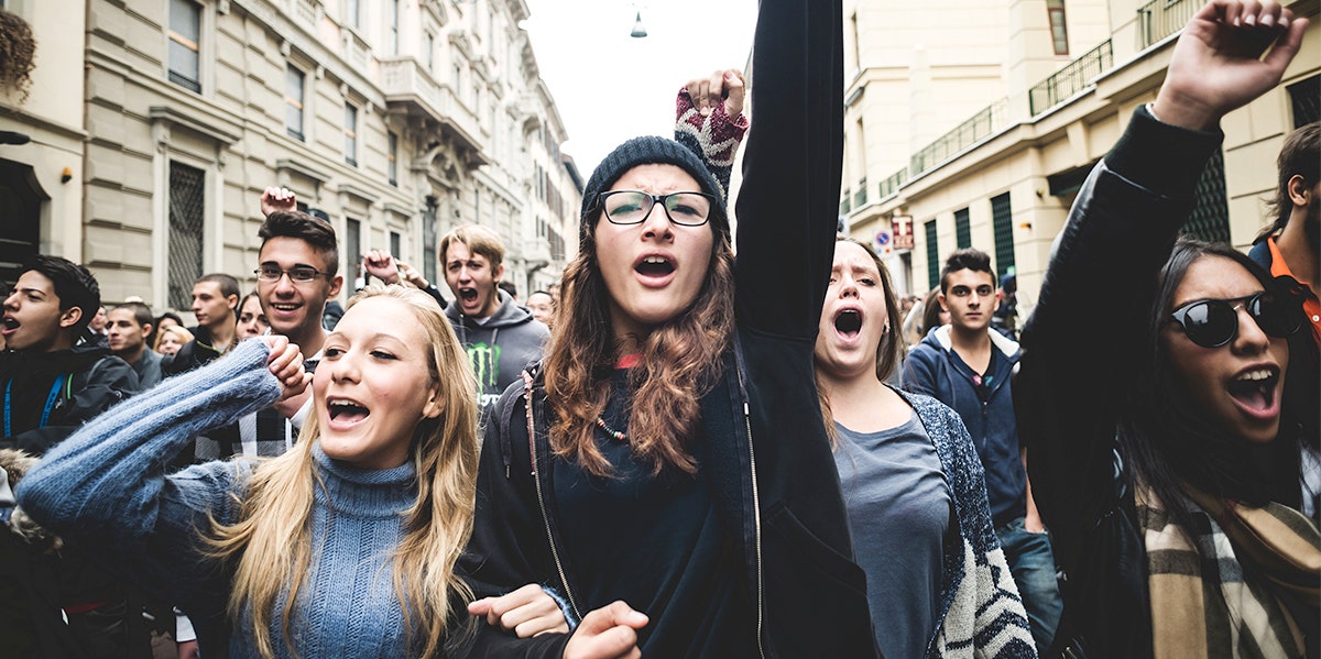 people at a protest people at a protest