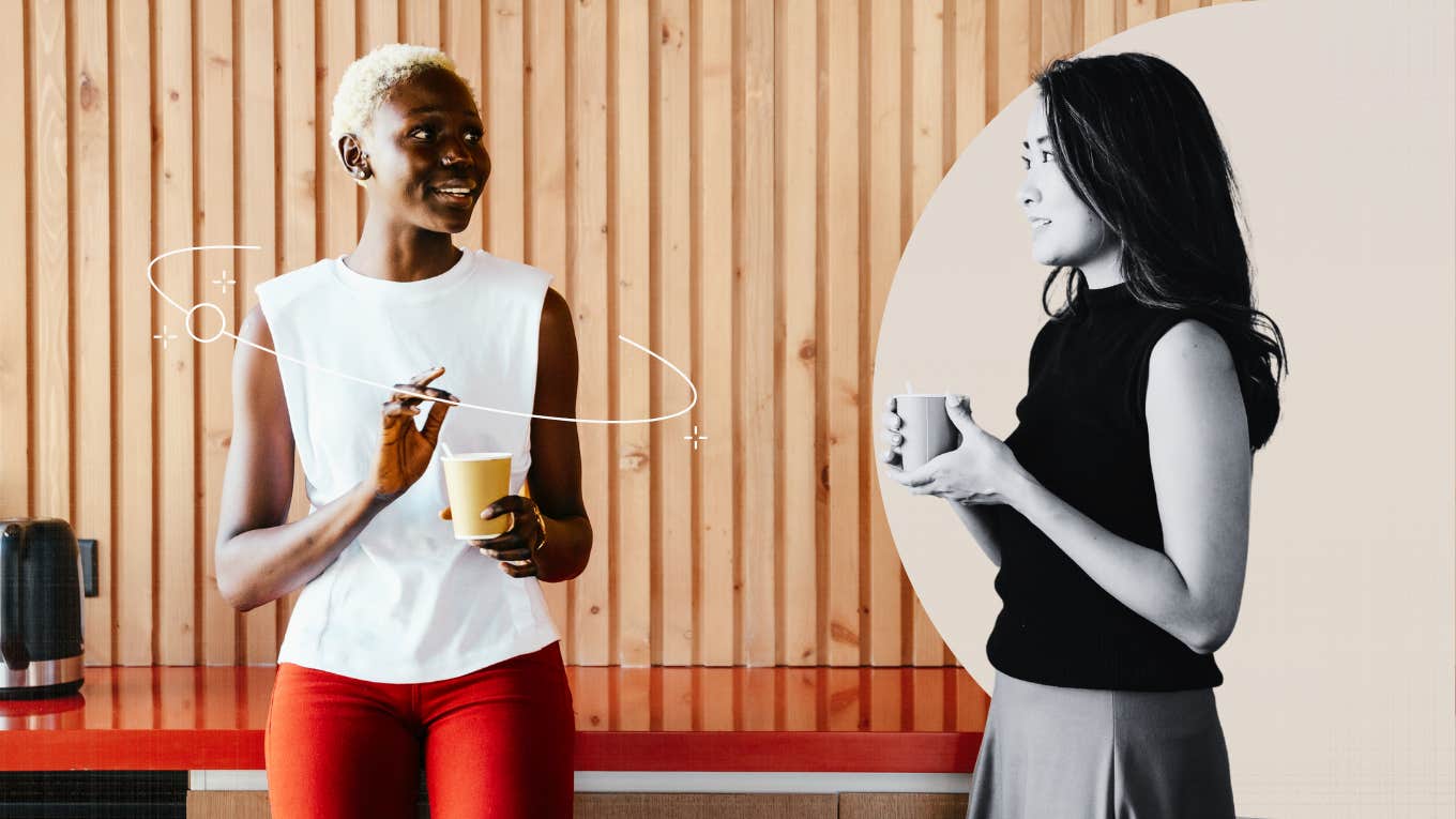 woman speaking to someone she isn't fond of