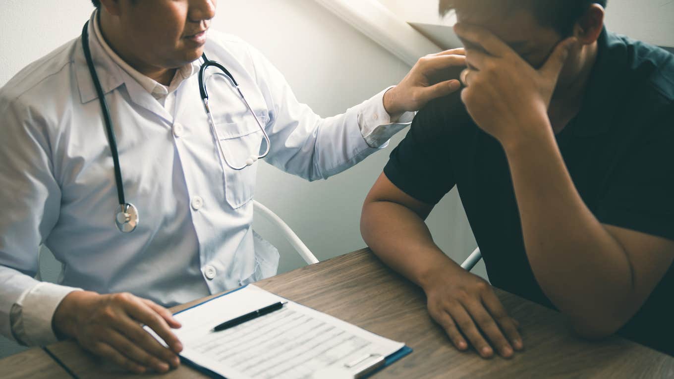 Psychiatrist Shares The One Thing He Wishes He Could Tell His Patients About Their Mental Health doctor helping patient struggling with depression