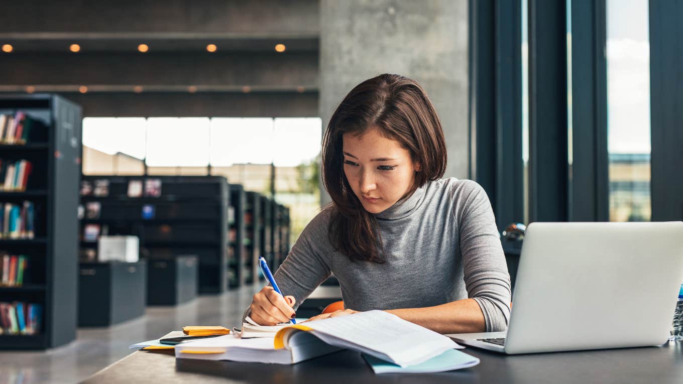Psychologist Says Dont Force Kids To Choose Practical College Major college student studying in library