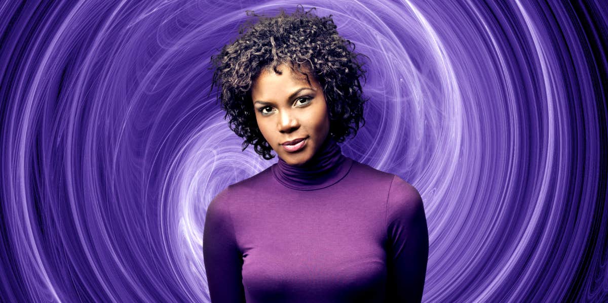 woman in purple with purple background