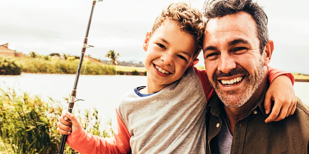 Dad and son fishing