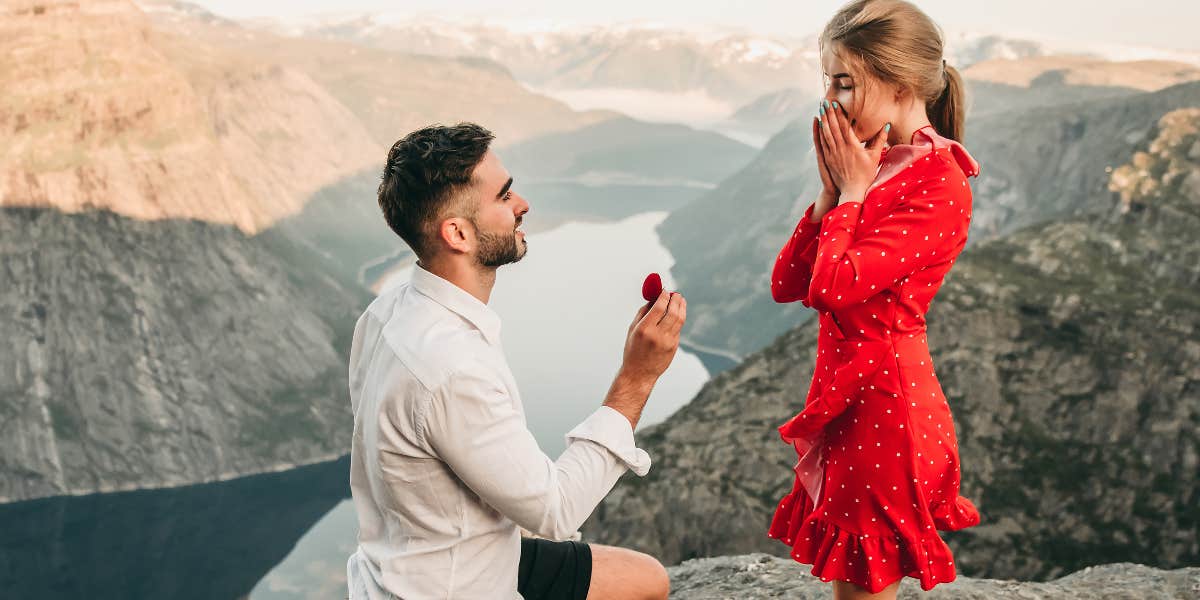 Man proposing to girlfriend