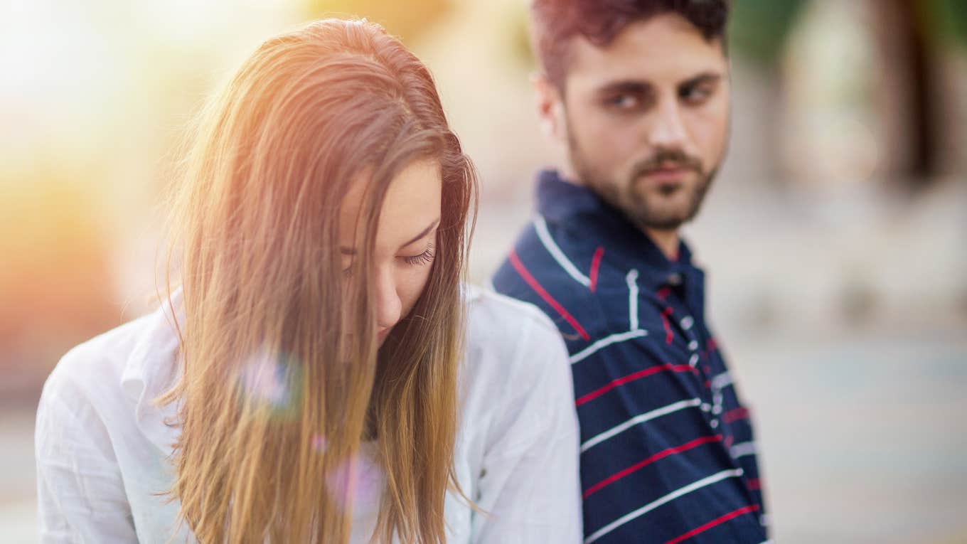 Woman upset at her boyfriend 