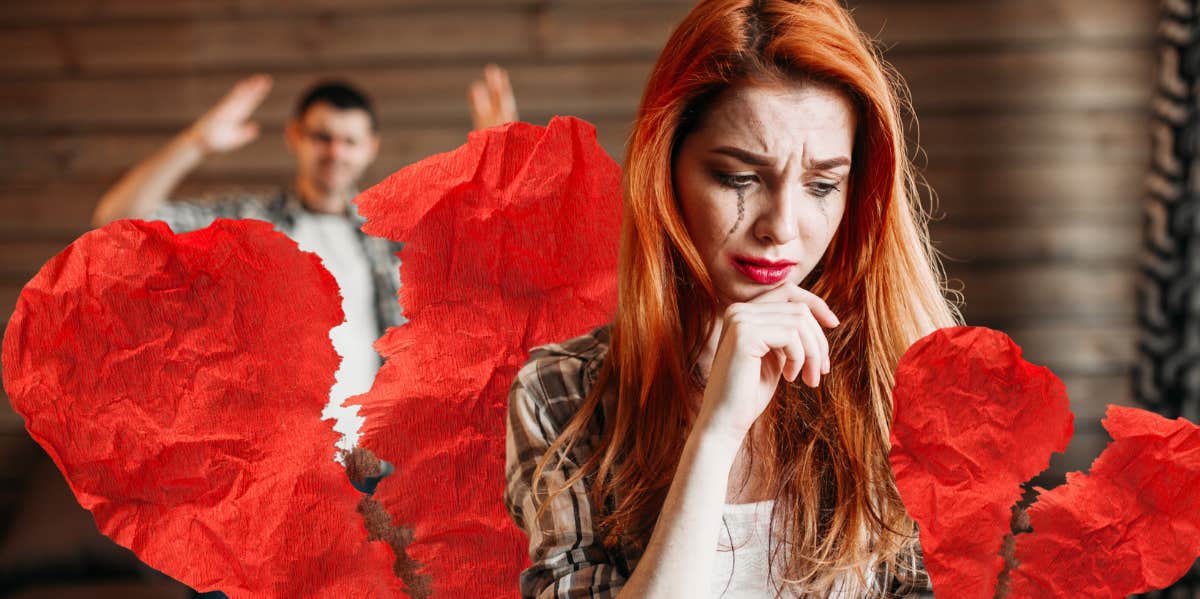 Man yelling at crying woman