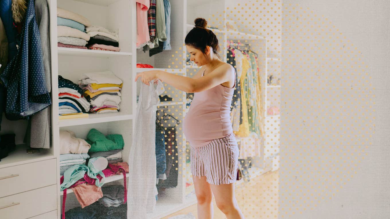 Woman organizing closet 