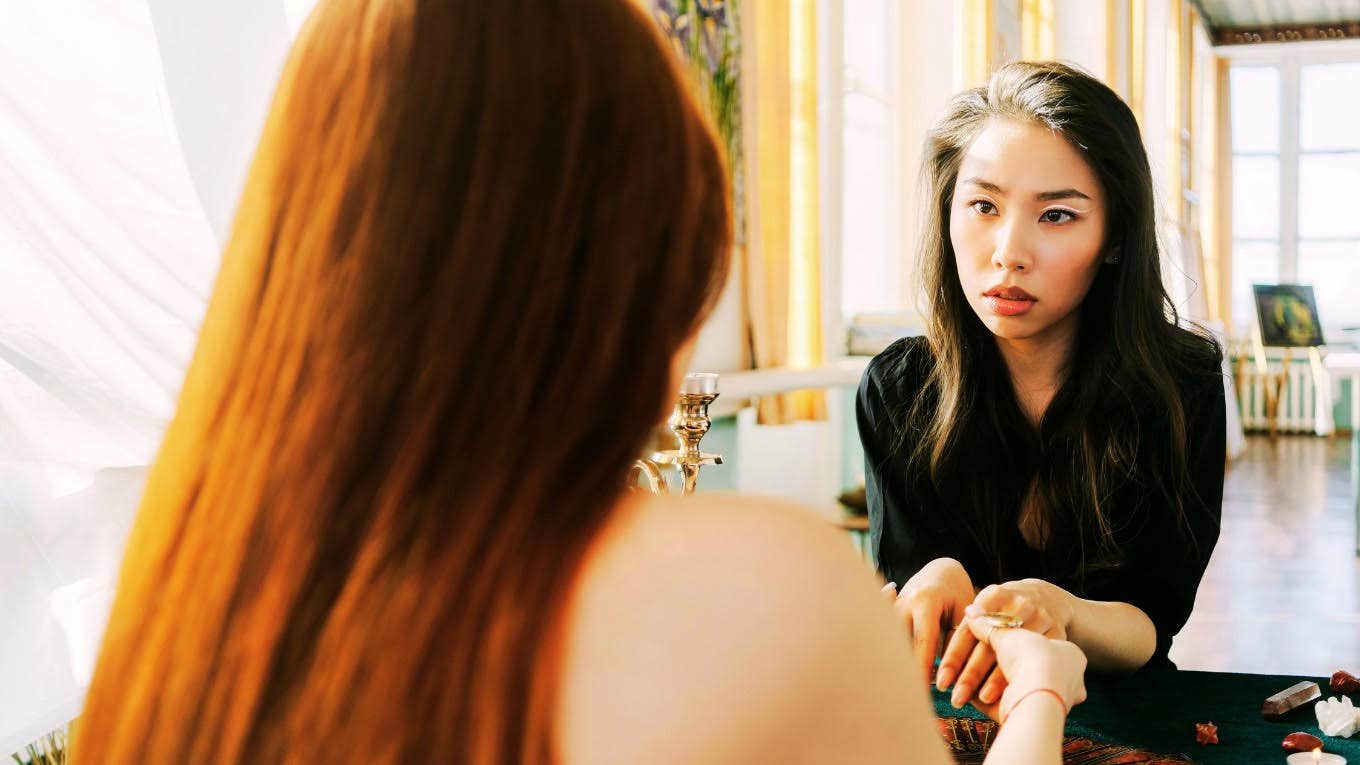 woman getting a psychic reading