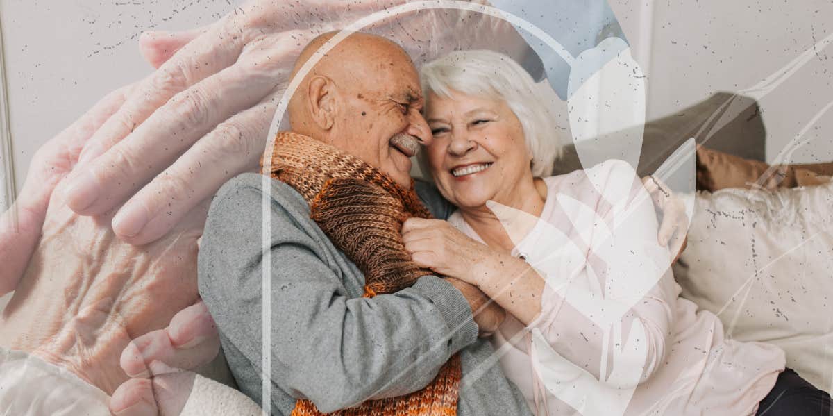 Old couple enjoying each others company