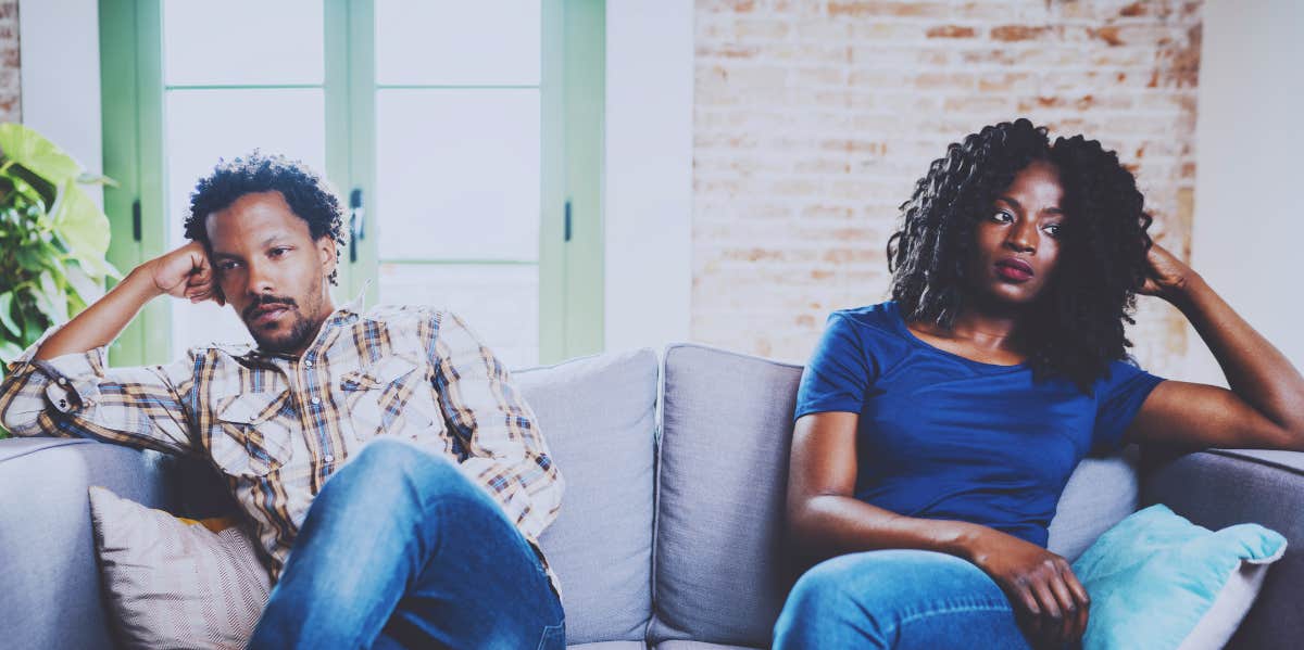 7 Tragic Reasons People Stay In Bad Relationships, According To Experts miserable couple
