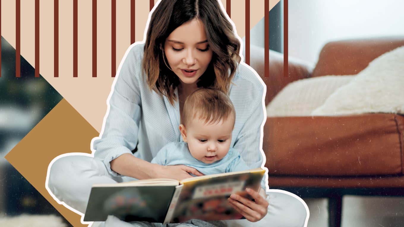 Mother reading to baby