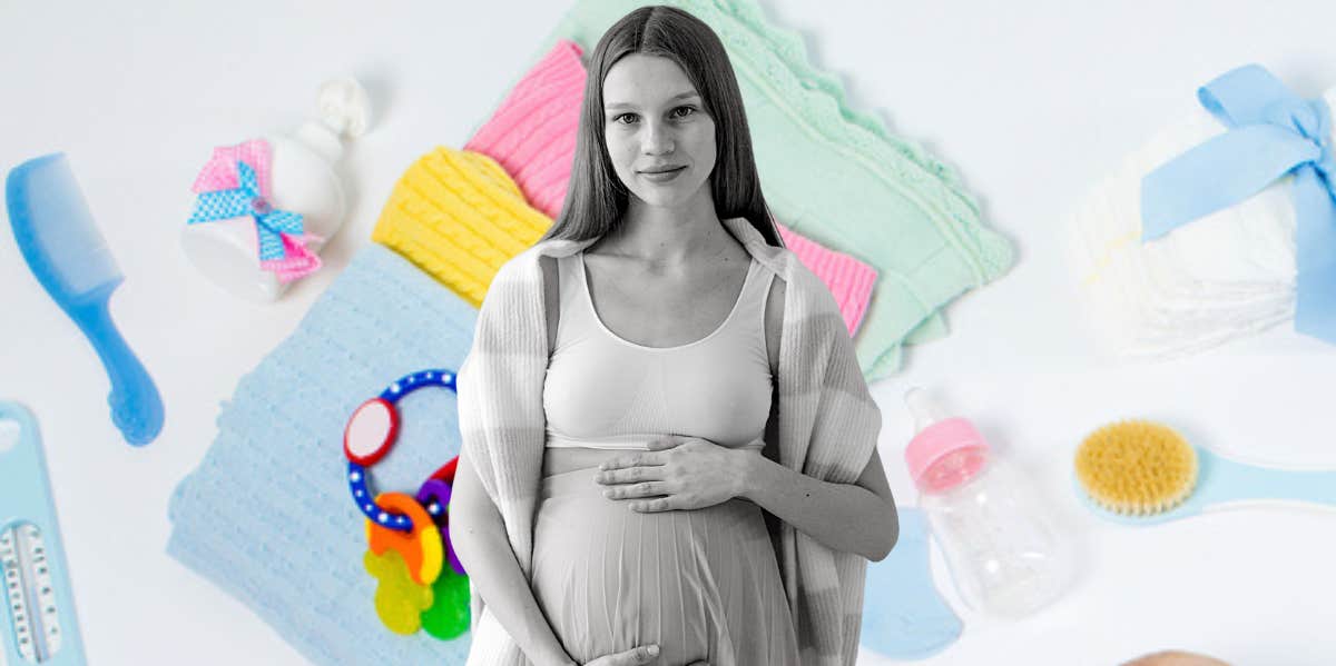 Pregnant woman, baby clothes