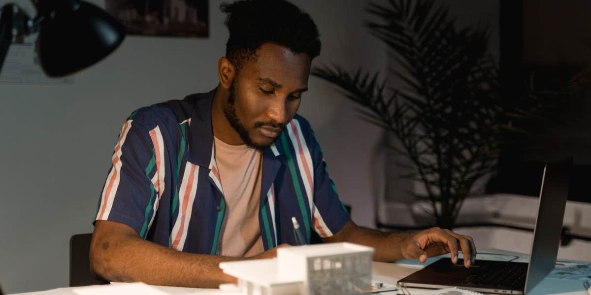 man working in an office