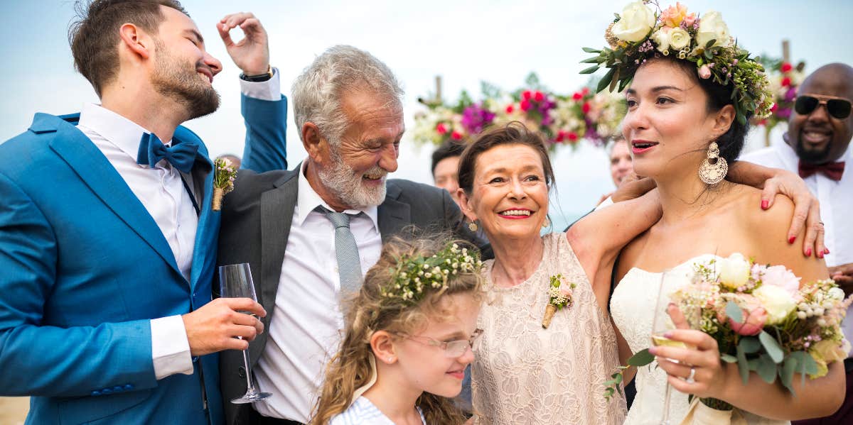 young couple celebrating on wedding day