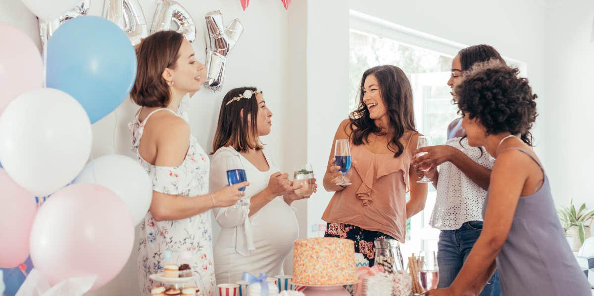 pregnant woman at baby shower party