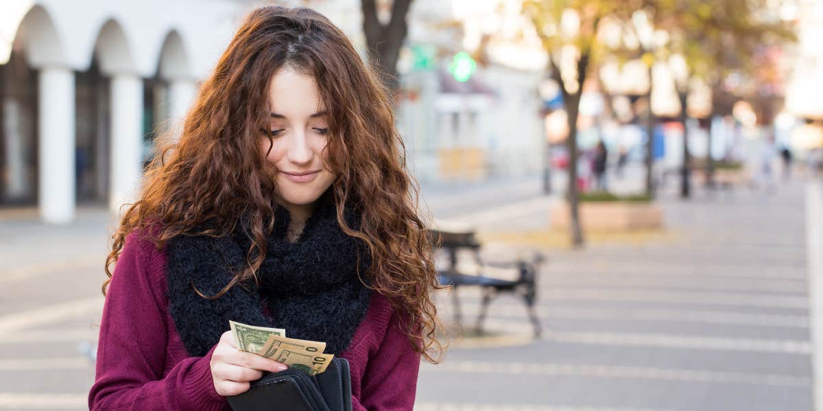 Woman counting money