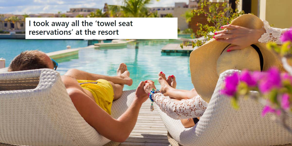 Resort Guest Challenges ‘Towel Seat Reservations’ couple at pool