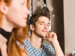 man checking out woman