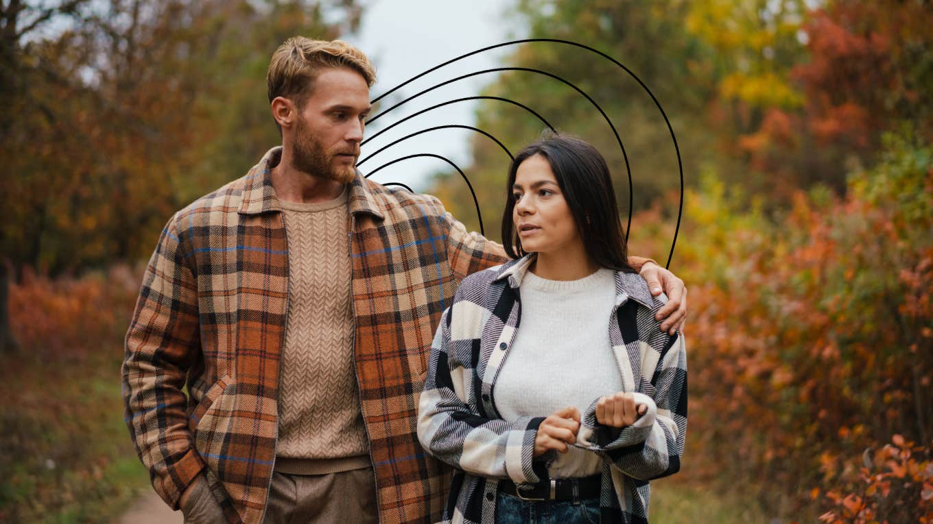 How To Overcome Relationship Challenges With Better Communication man and woman walking and having a calm, serious discussion