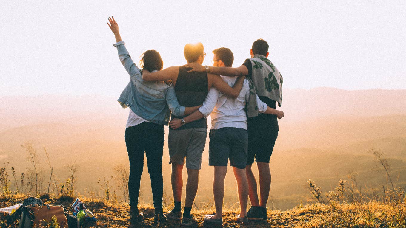 friends enjoying a sunrise