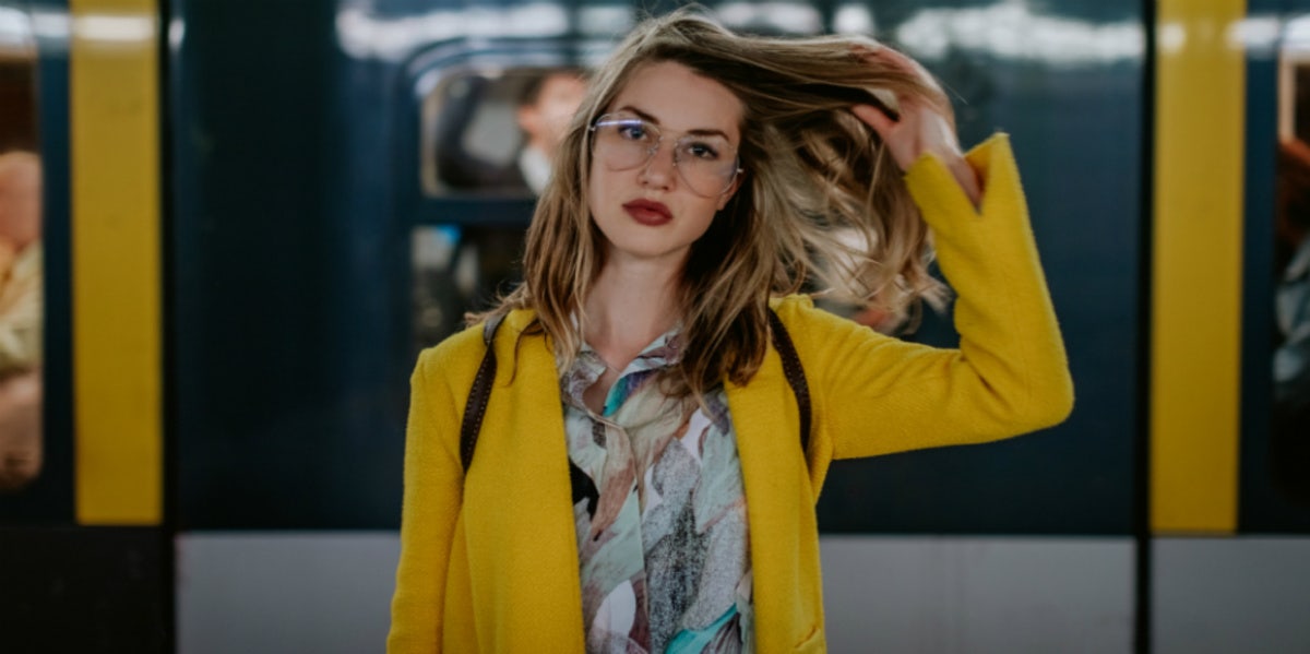 strong woman yellow shirt