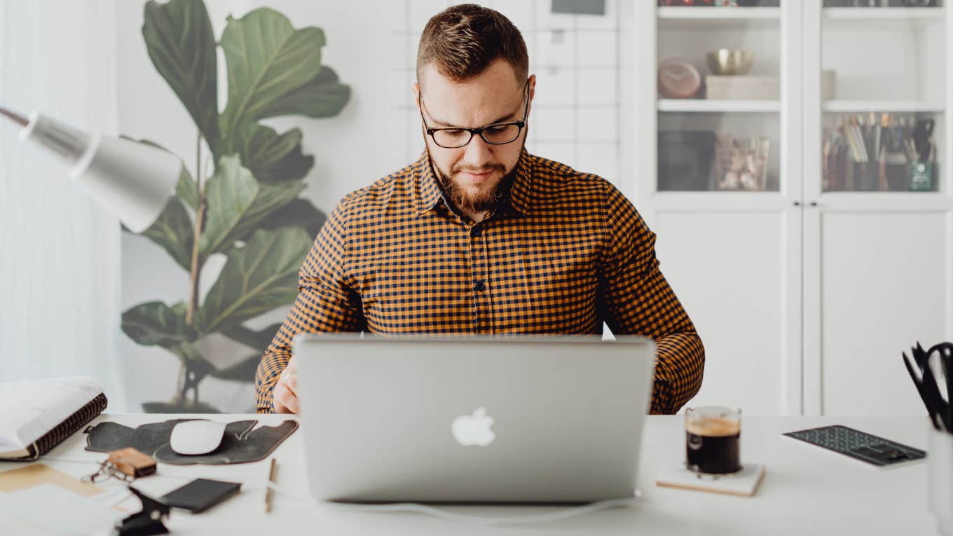 Remote job employee working from home. 