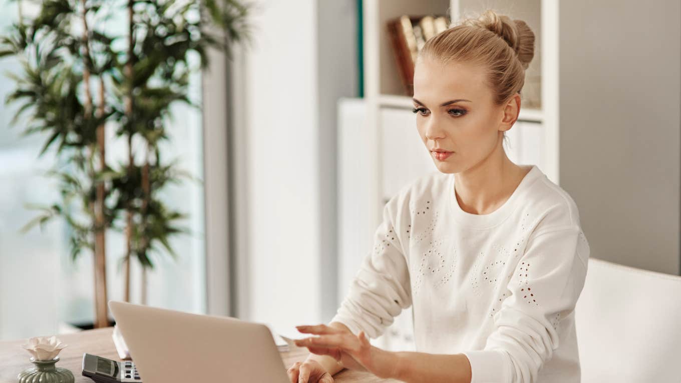 Woman working remotely