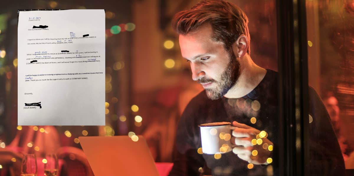 Employee Pens Resignation Letter Claiming They 'Generally Tolerated' Working There For 10 Years Man working, resignation letter