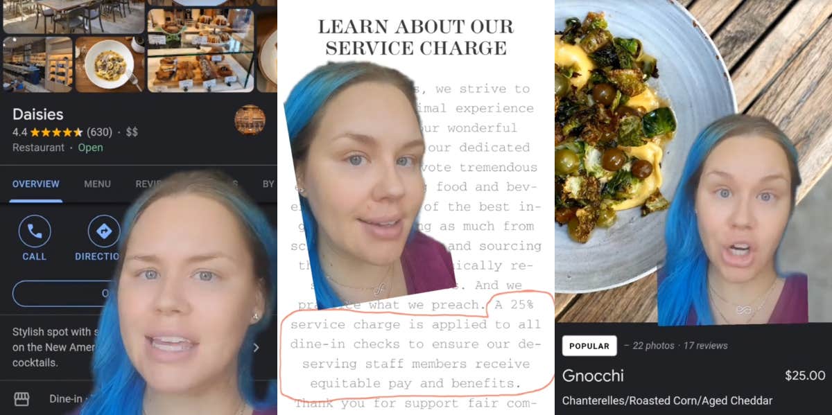 Restaurant Is Adding A 25% Service Charge To All Checks To Ensure Their Deserving Staff Members Get The Pay They Deserve Sara Holcomb talking about Daisies Chicago on TikTok