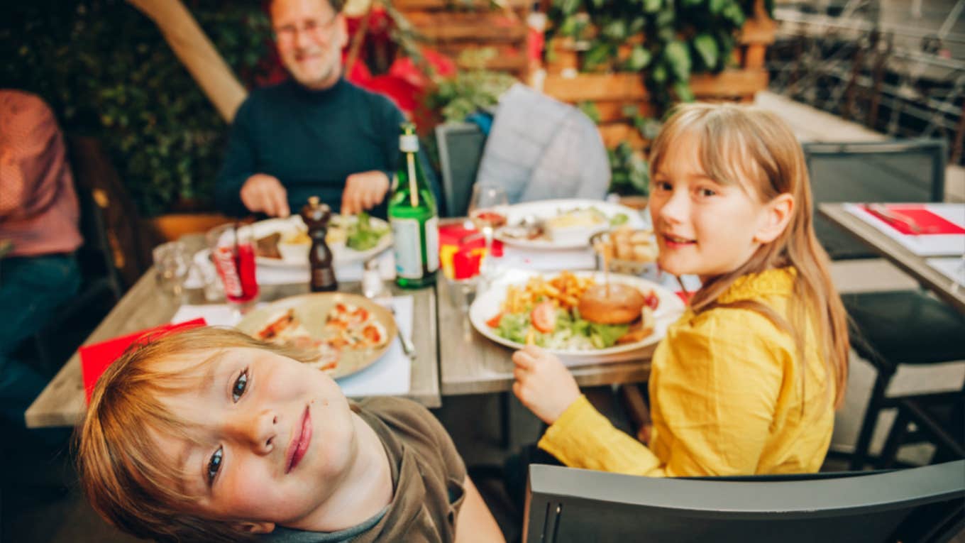 family eating at a restaurant