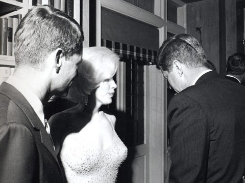 Robert Kennedy, Marilyn Monroe and John F. Kennedy (JFK) after Monroe sang "Happy Birthday Mr. President"