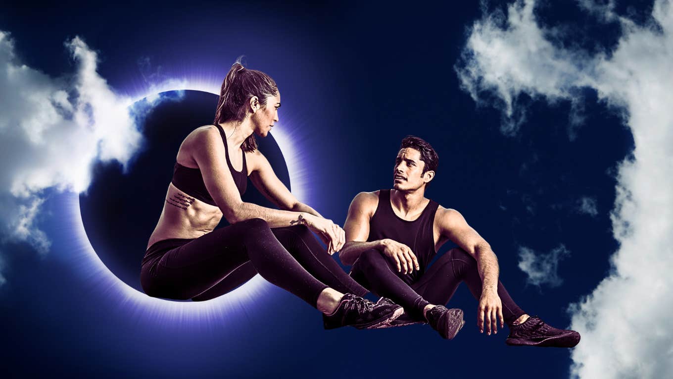 Horoscopes Are Rough This Week For 3 Zodiac Signs couple sitting on the moon during an eclipse