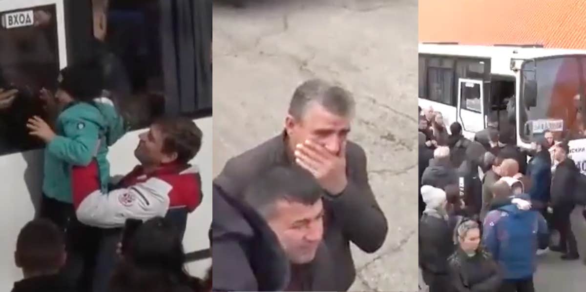 Video Shows Russian Draftees Saying Goodbye To Families Before Joining Ukraine War Russian draftees leaving families