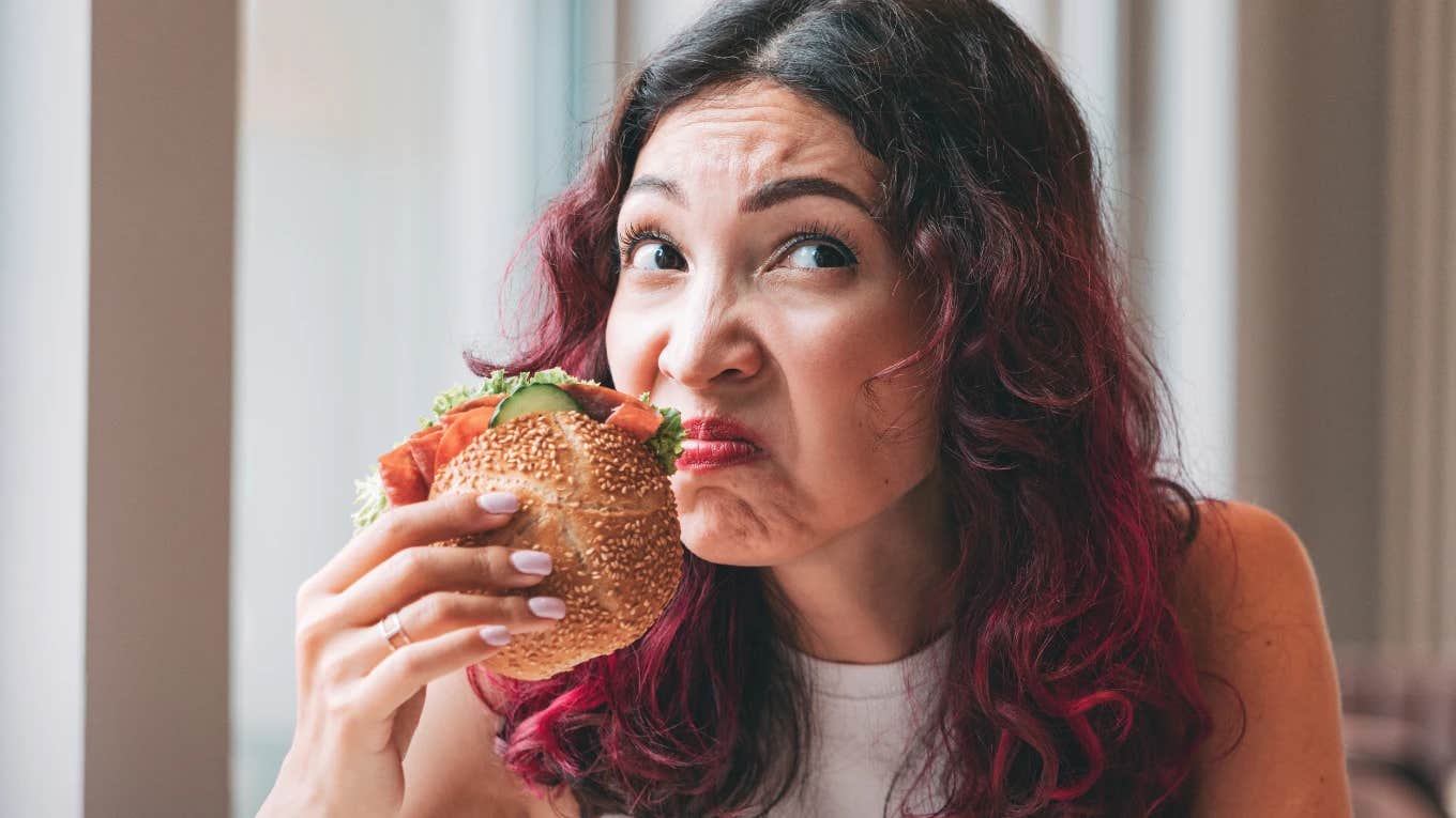 woman grossed out by American food