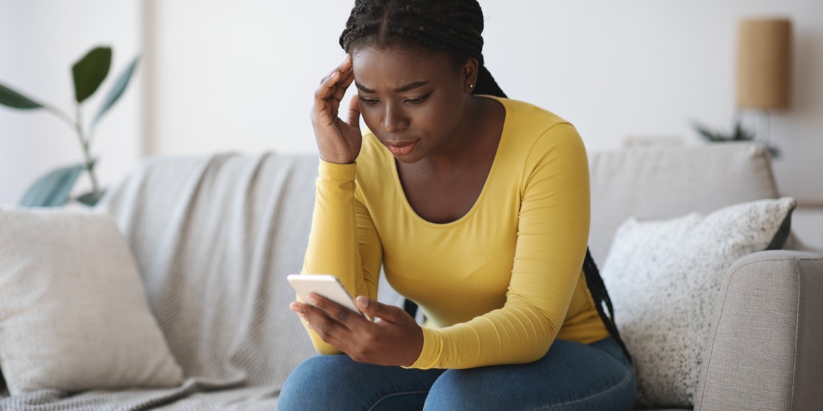 Woman scared on the phone