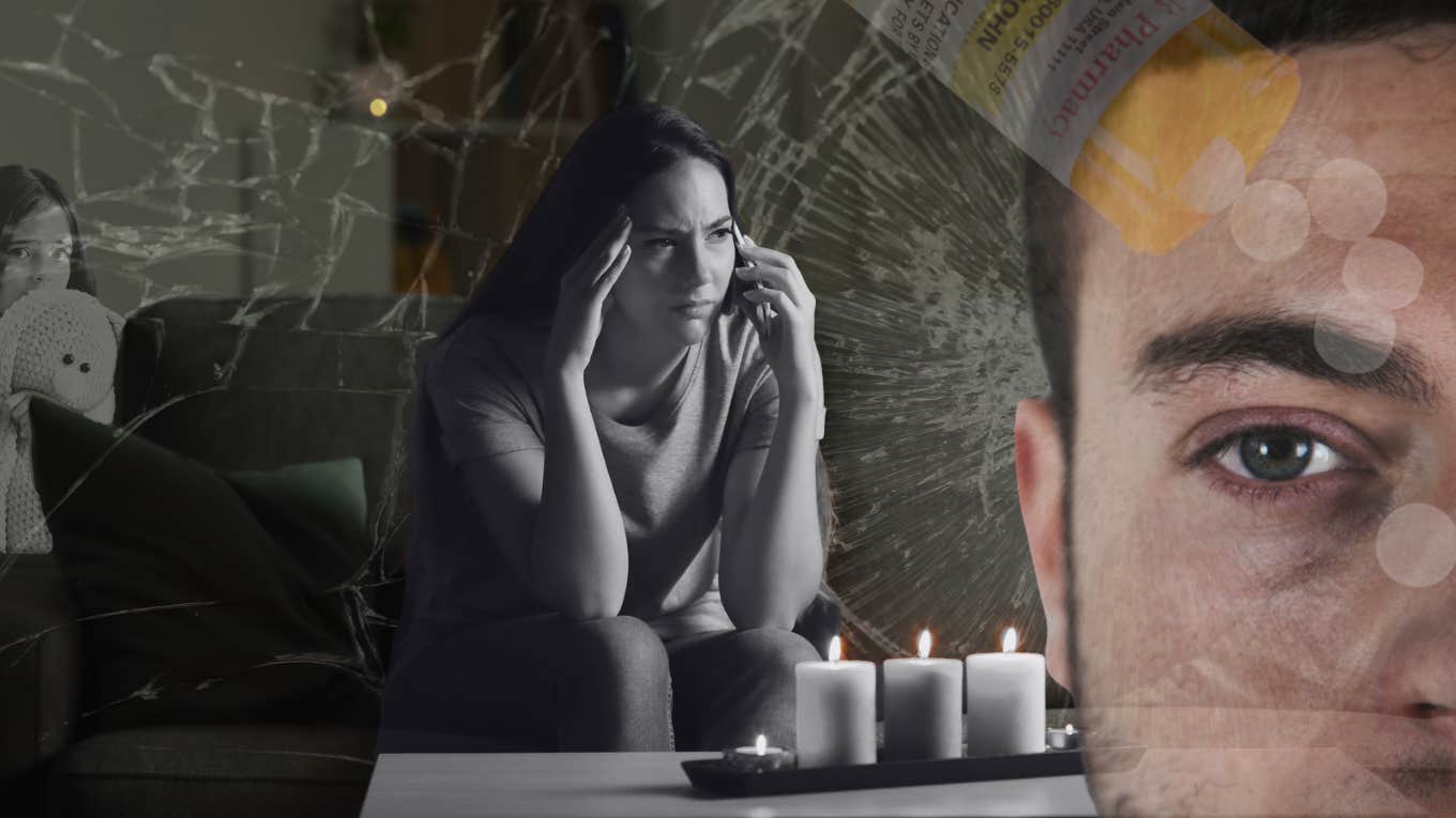 The Painful Agony Of Being Married To A Drug Addict Worried wife and child at home, husband coming home high on substances