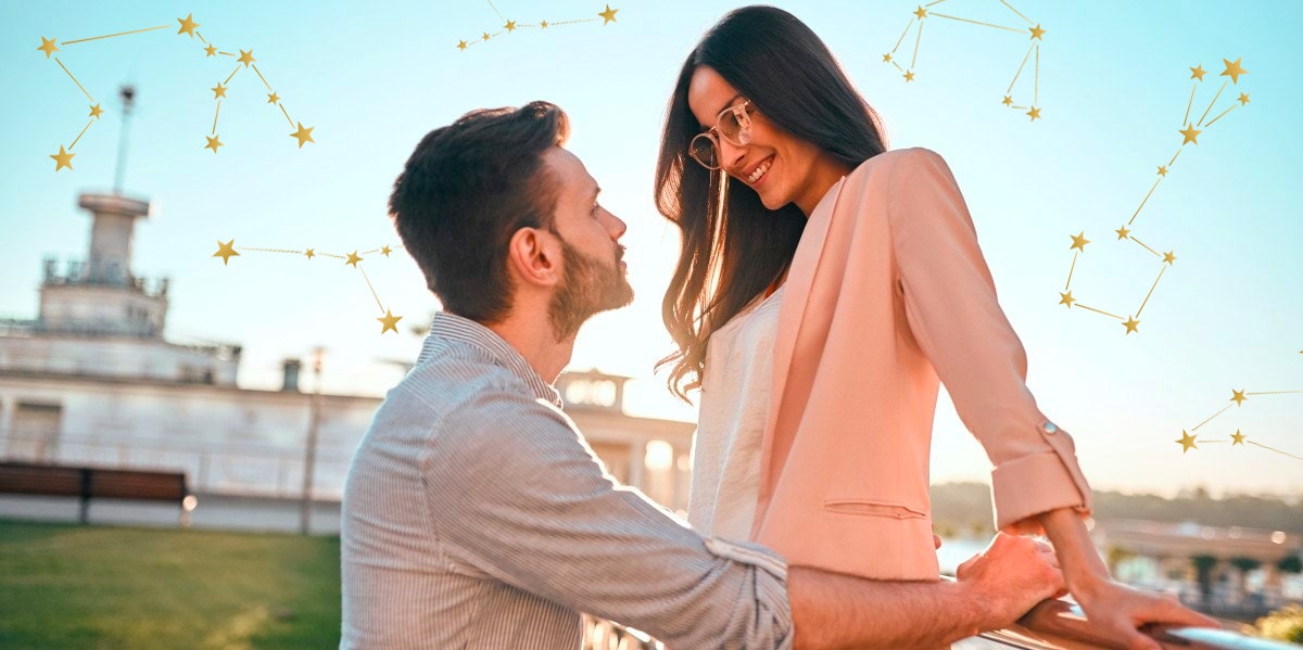 man talking to woman