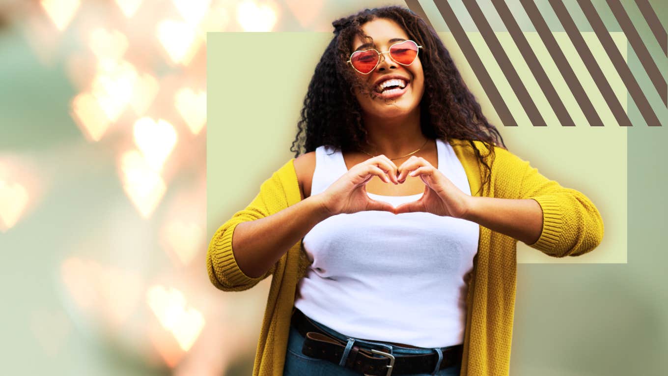 Woman making a heart with her hands 