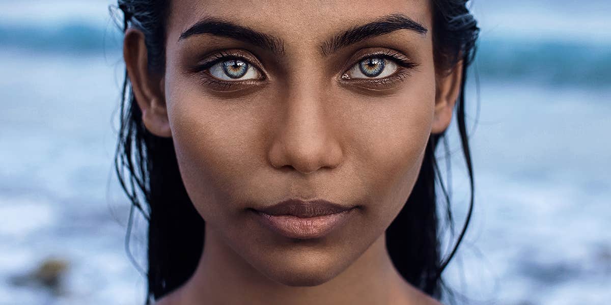 woman with green eyes, no makeup