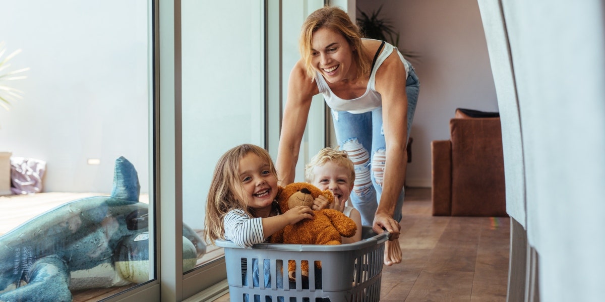 mom playing with her kids