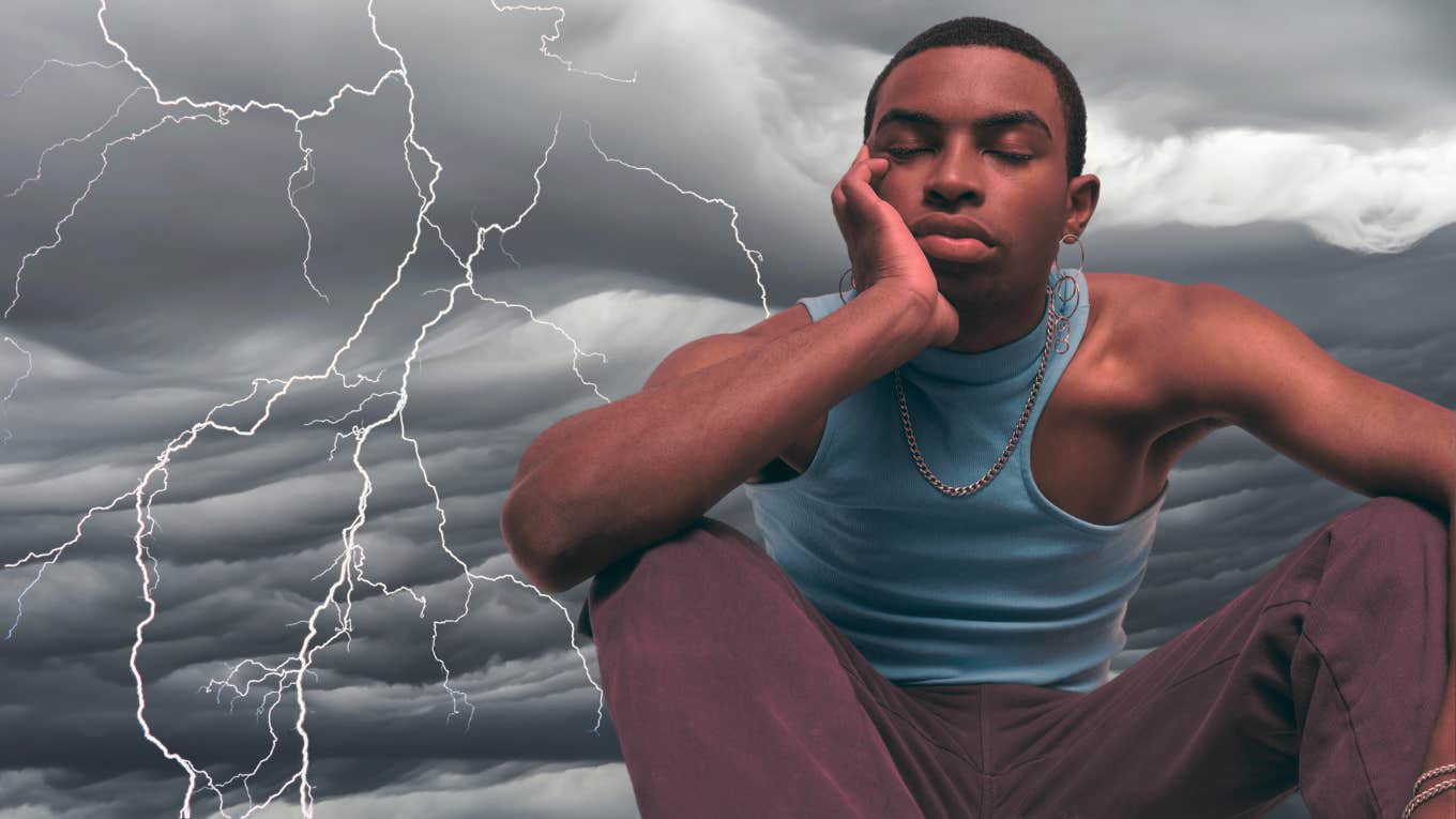 7 Habits Of Highly Miserable People miserable man looking sad over a gloomy background.