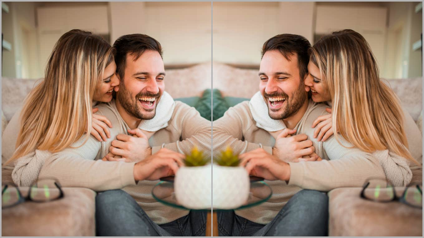 Young couple relaxing on sofa