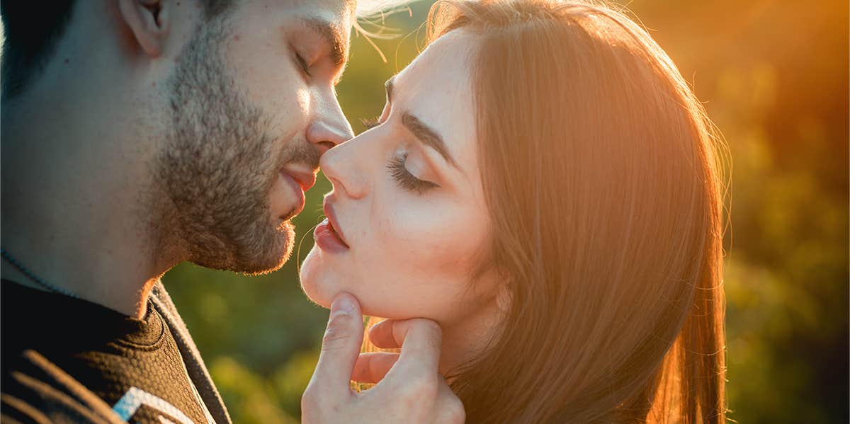 couple sharing kiss