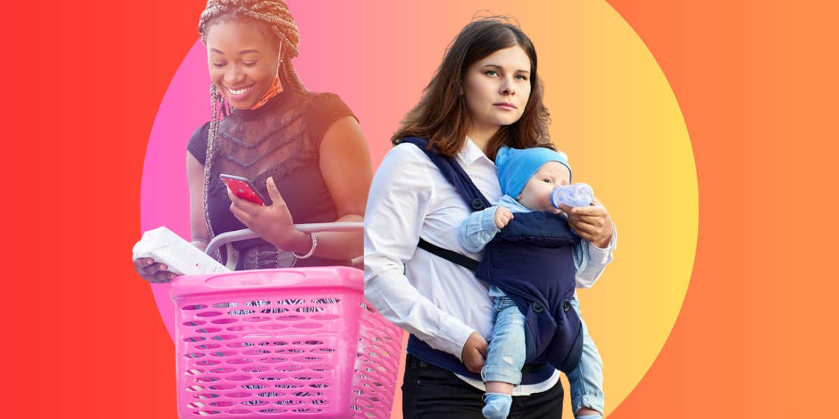Shopper With Only One Item Refuses To Let A Mom & Baby Skip The Line But Gets An Earful From Another Customer Mom with a baby, shopper